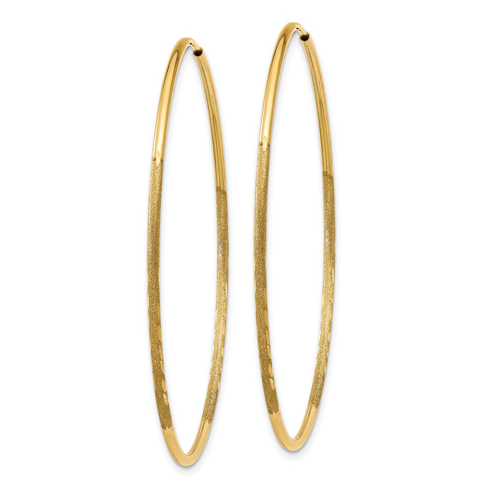 14K Gelbgold 1.25mm Diamantiert Endlos Creole Ohrring