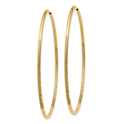 14K Gelbgold 1.25mm Diamantiert Endlos Creole Ohrring
