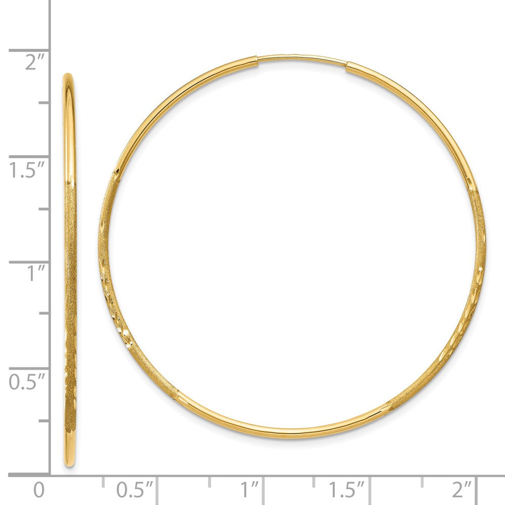 14K Gelbgold 1.25mm Diamantiert Endlos Creole Ohrring