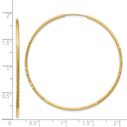 14K Gelbgold 1.25mm Diamantiert Endlos Creole Ohrring