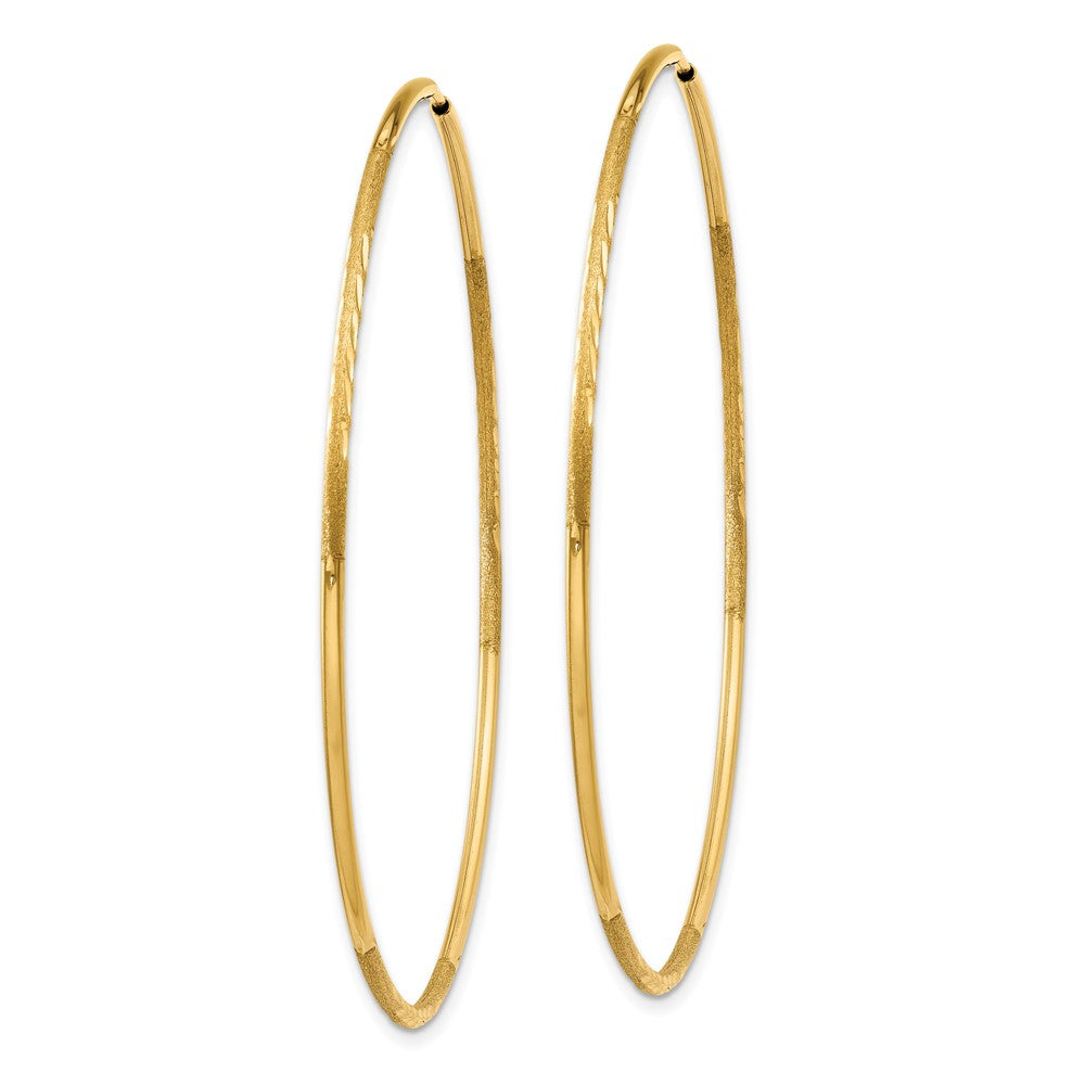 14K Gelbgold 1.25mm Diamantiert Endlos Creole Ohrring
