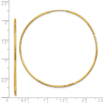 14K Gelbgold 1.25mm Diamantiert Endlos Creole Ohrring
