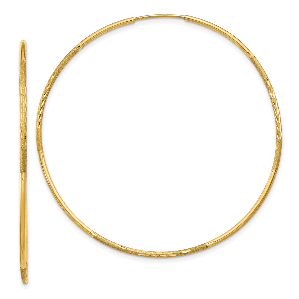 14K Gelbgold 1.25mm Diamantiert Endlos Creole Ohrring