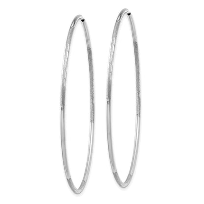 14K Weißgold 1.20mm Diamantiert Endlos Creole Ohrring