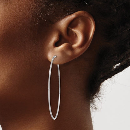 14K Weißgold 1.20mm Diamantiert Endlos Creole Ohrring