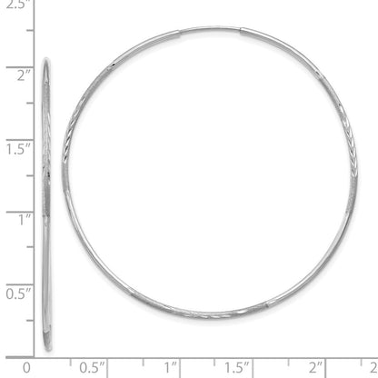 14K Weißgold 1.20mm Diamantiert Endlos Creole Ohrring