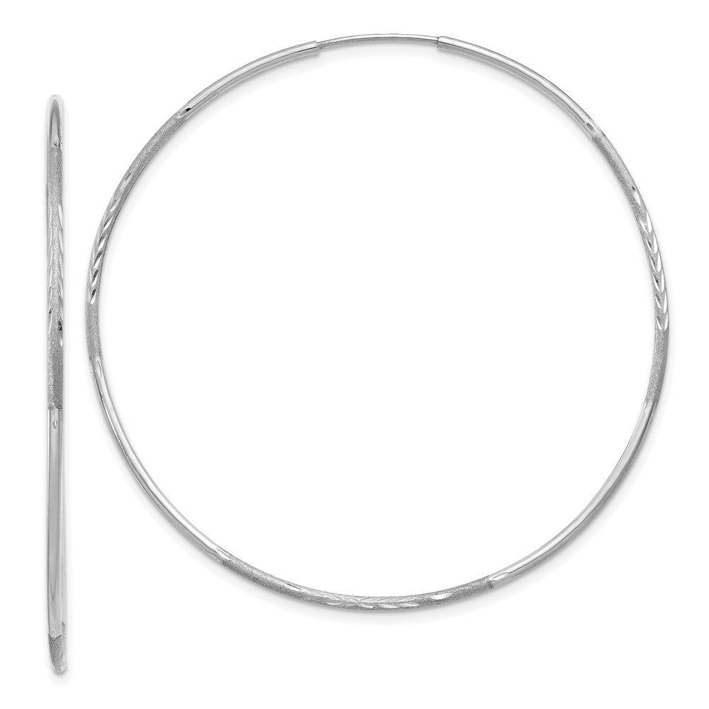 14K Weißgold 1.20mm Diamantiert Endlos Creole Ohrring