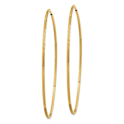 14K Gelbgold 1.25mm Diamantiert Endlos Creole Ohrring
