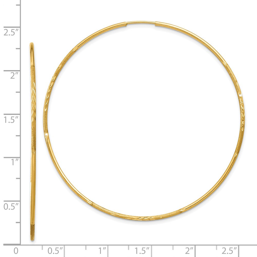 14K Gelbgold 1.25mm Diamantiert Endlos Creole Ohrring