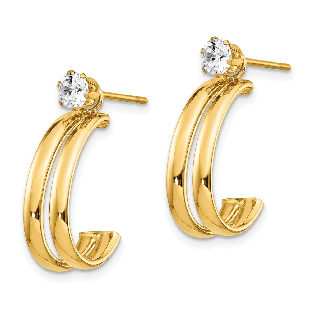 14K Gelbgold Poliert Zirkonia Ohrstecker Ohrring Jacken