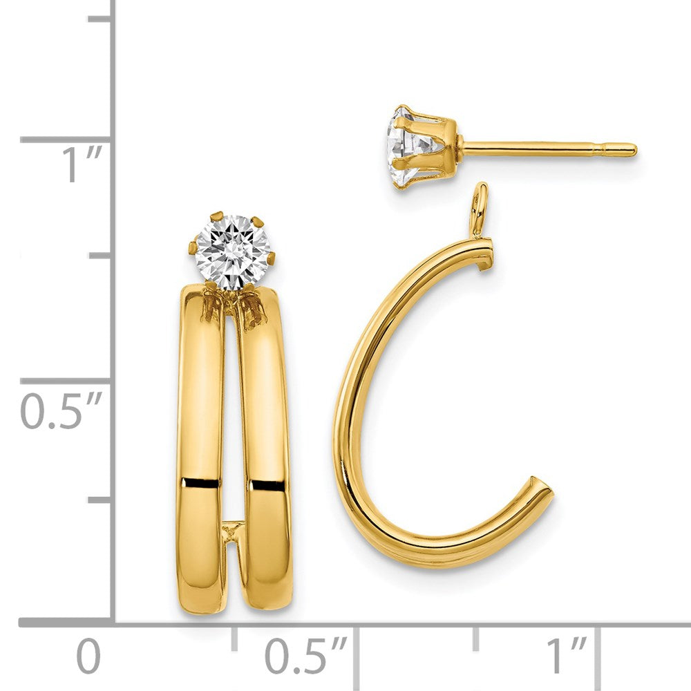 14K Gelbgold Poliert Zirkonia Ohrstecker Ohrring Jacken