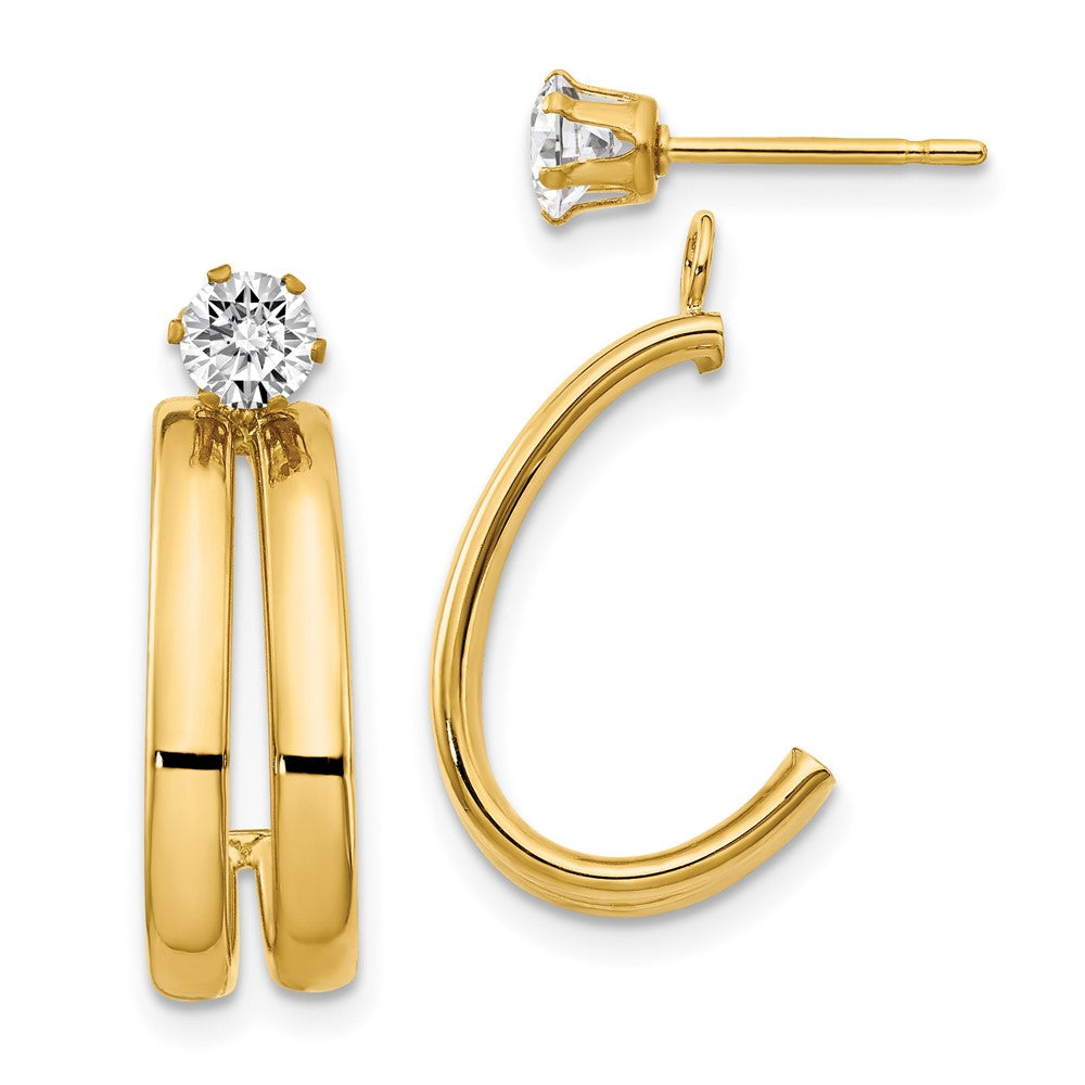 14K Gelbgold Poliert Zirkonia Ohrstecker Ohrring Jacken