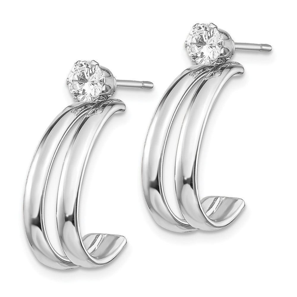 14K Weißgold Poliert Zirkonia Ohrstecker Ohrring Jacken