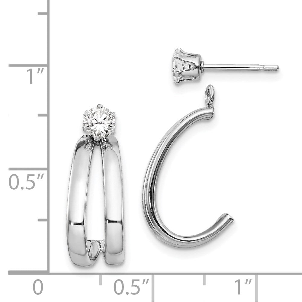 14K Weißgold Poliert Zirkonia Ohrstecker Ohrring Jacken