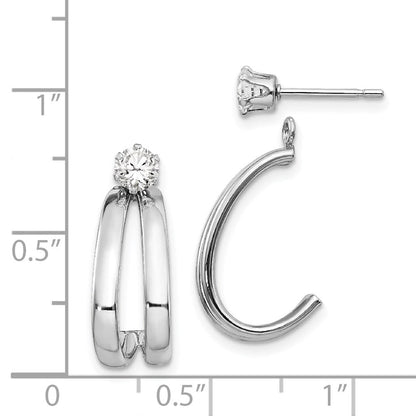 14K Weißgold Poliert Zirkonia Ohrstecker Ohrring Jacken