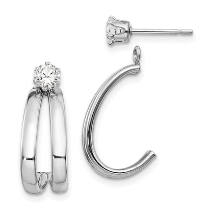 14K Weißgold Poliert Zirkonia Ohrstecker Ohrring Jacken
