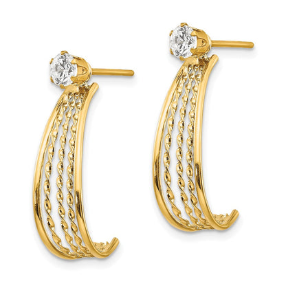 14K Gelbgold J Creole Poliert Zirkonia Ohrstecker