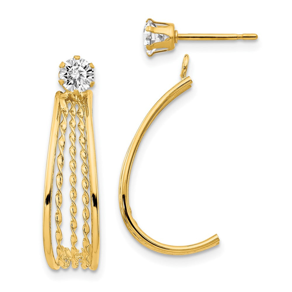 14K Gelbgold J Creole Poliert Zirkonia Ohrstecker