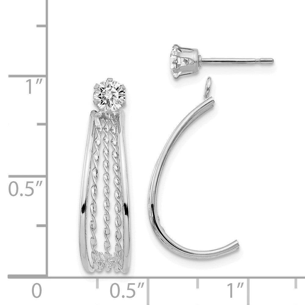 14K Weißgold J Creole Poliert Zirkonia Ohrstecker