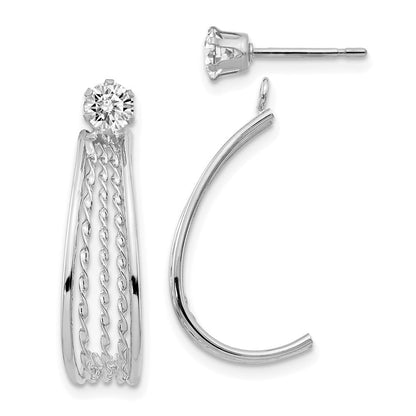 14K Weißgold J Creole Poliert Zirkonia Ohrstecker