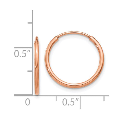 14K Roségold 1.2mm Poliert Endlos Creolen