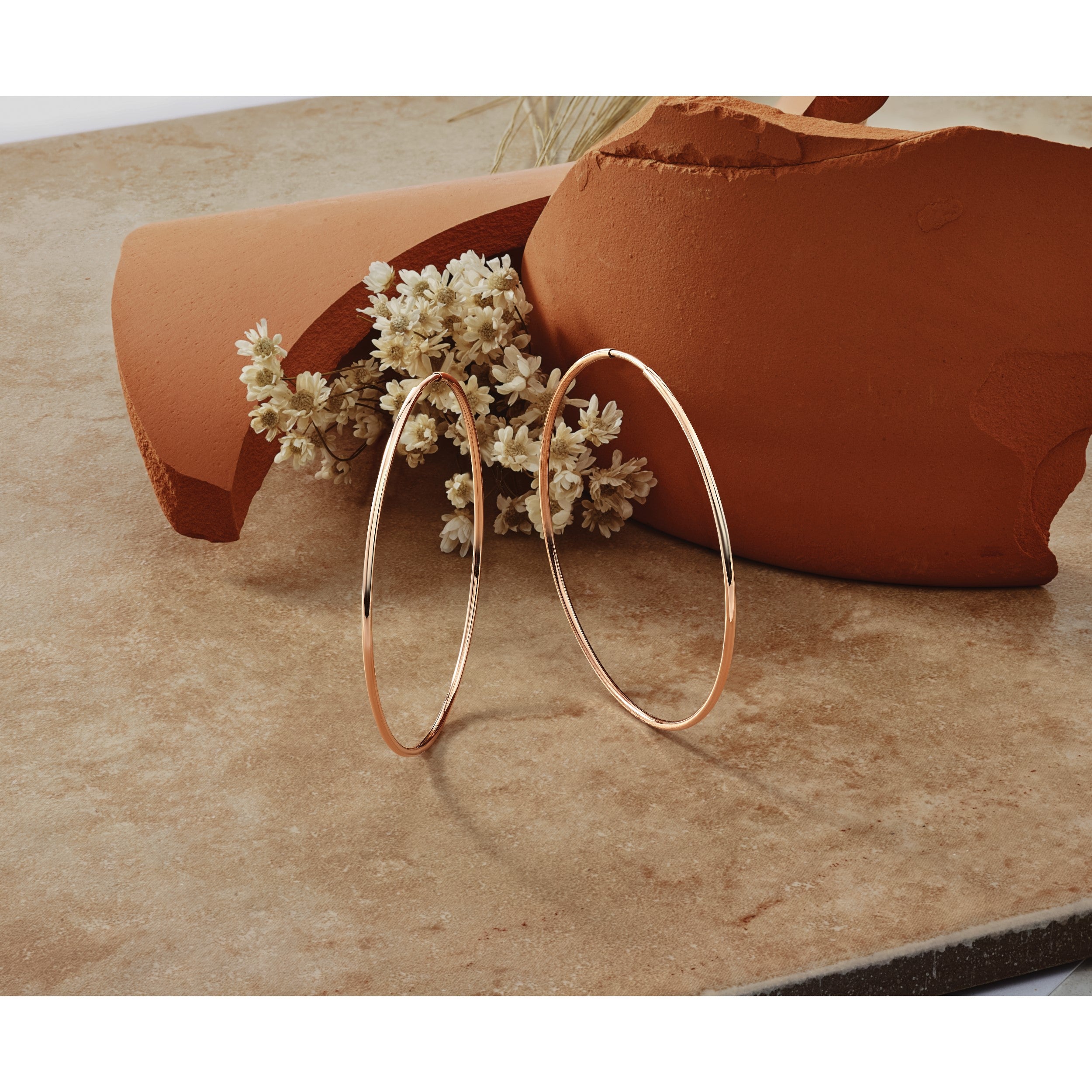 14K Roségold 1.2mm Poliert Endlos Creolen