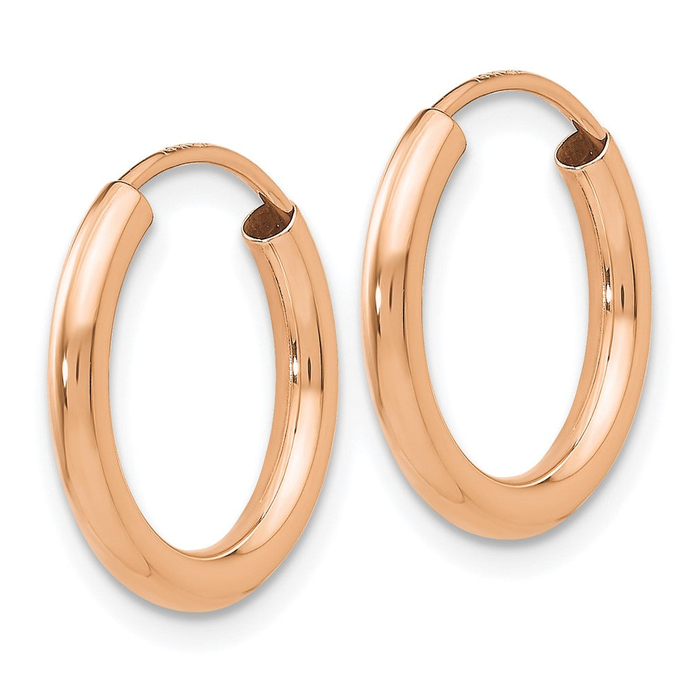 14K Roségold Poliert Rund Endlos 2mm Creolen