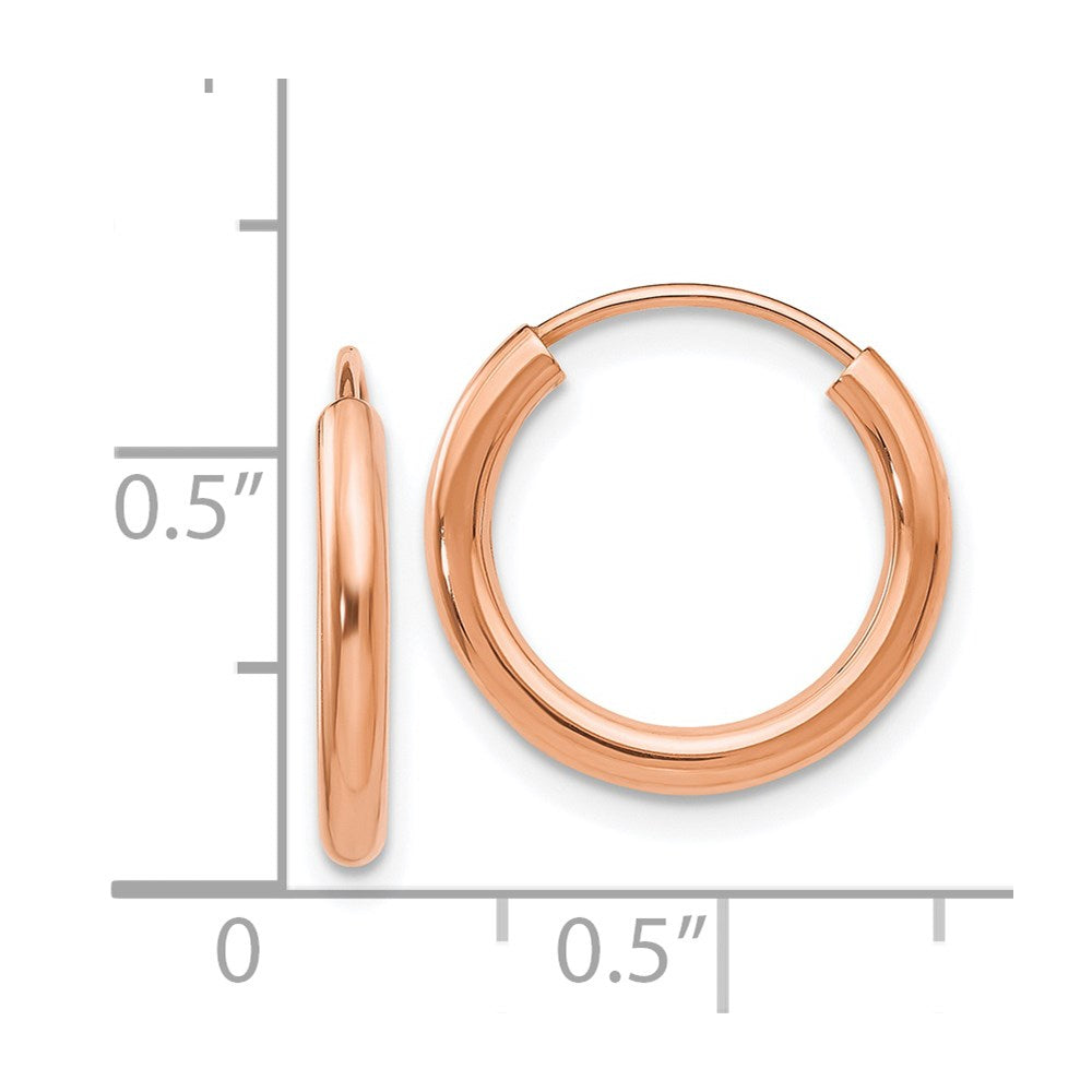 14K Roségold Poliert Rund Endlos 2mm Creolen