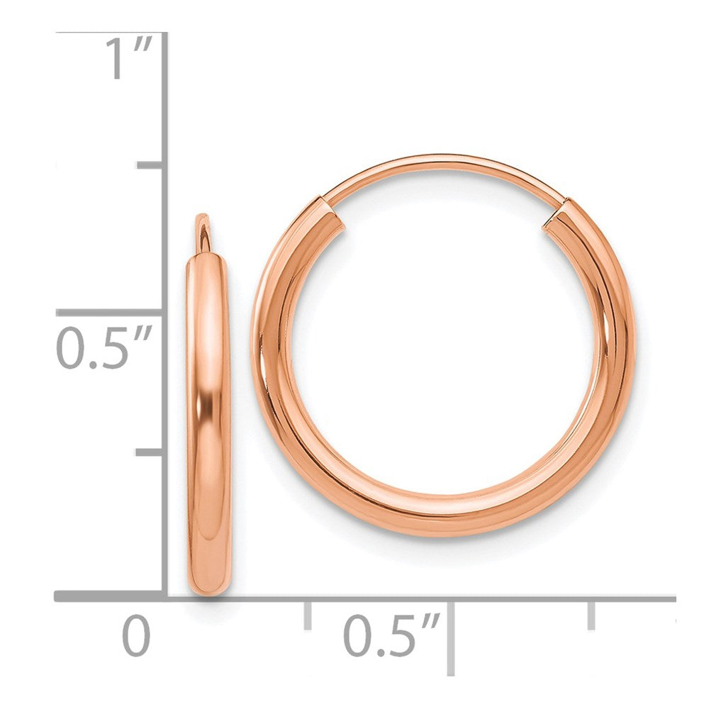 14K Roségold Poliert Rund Endlos 2mm Creolen