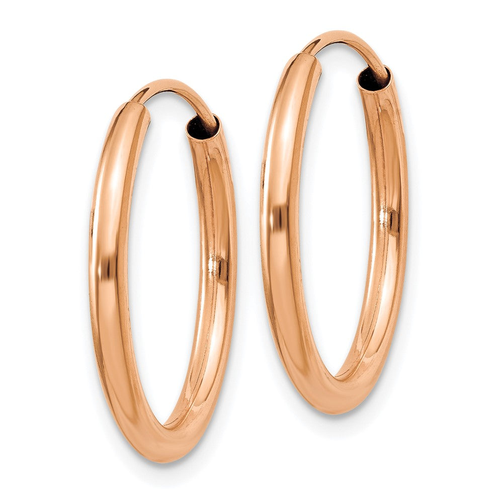 14K Roségold Poliert Rund Endlos 2mm Creolen