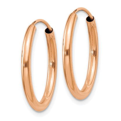 14K Roségold Poliert Rund Endlos 2mm Creolen