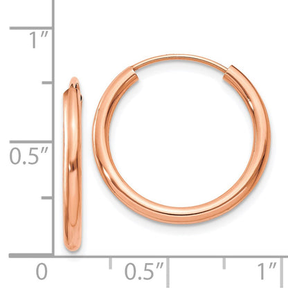 14K Roségold Poliert Rund Endlos 2mm Creolen
