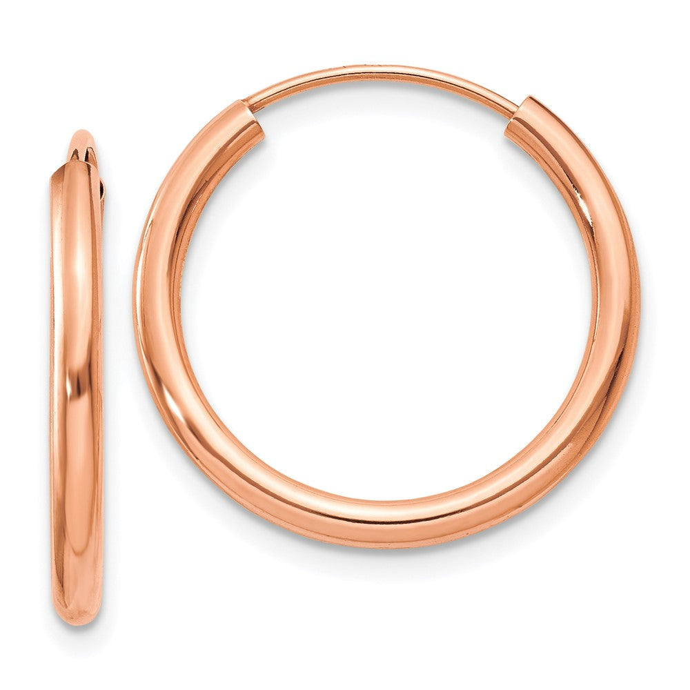 14K Roségold Poliert Rund Endlos 2mm Creolen