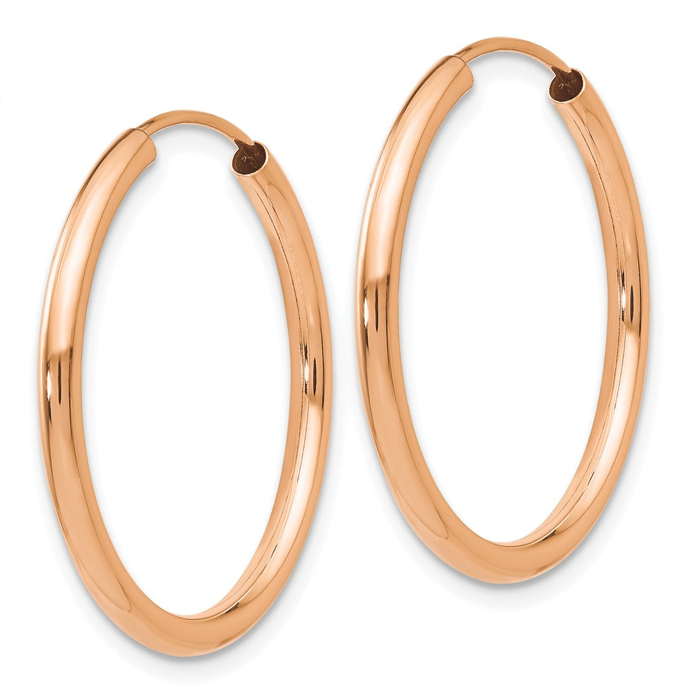 14K Roségold Poliert Rund Endlos 2mm Creolen
