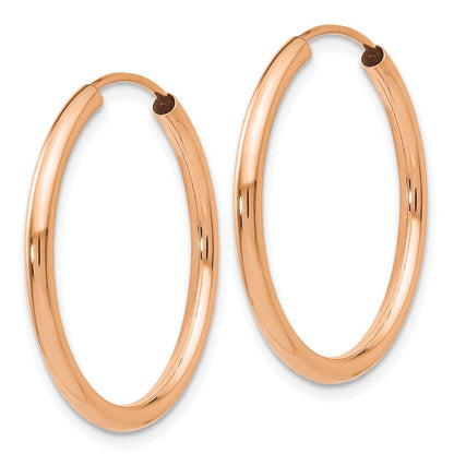14K Roségold Poliert Rund Endlos 2mm Creolen