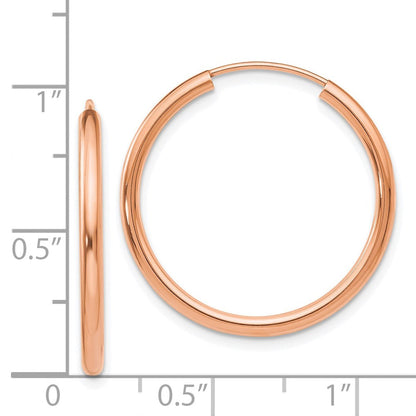 14K Roségold Poliert Rund Endlos 2mm Creolen