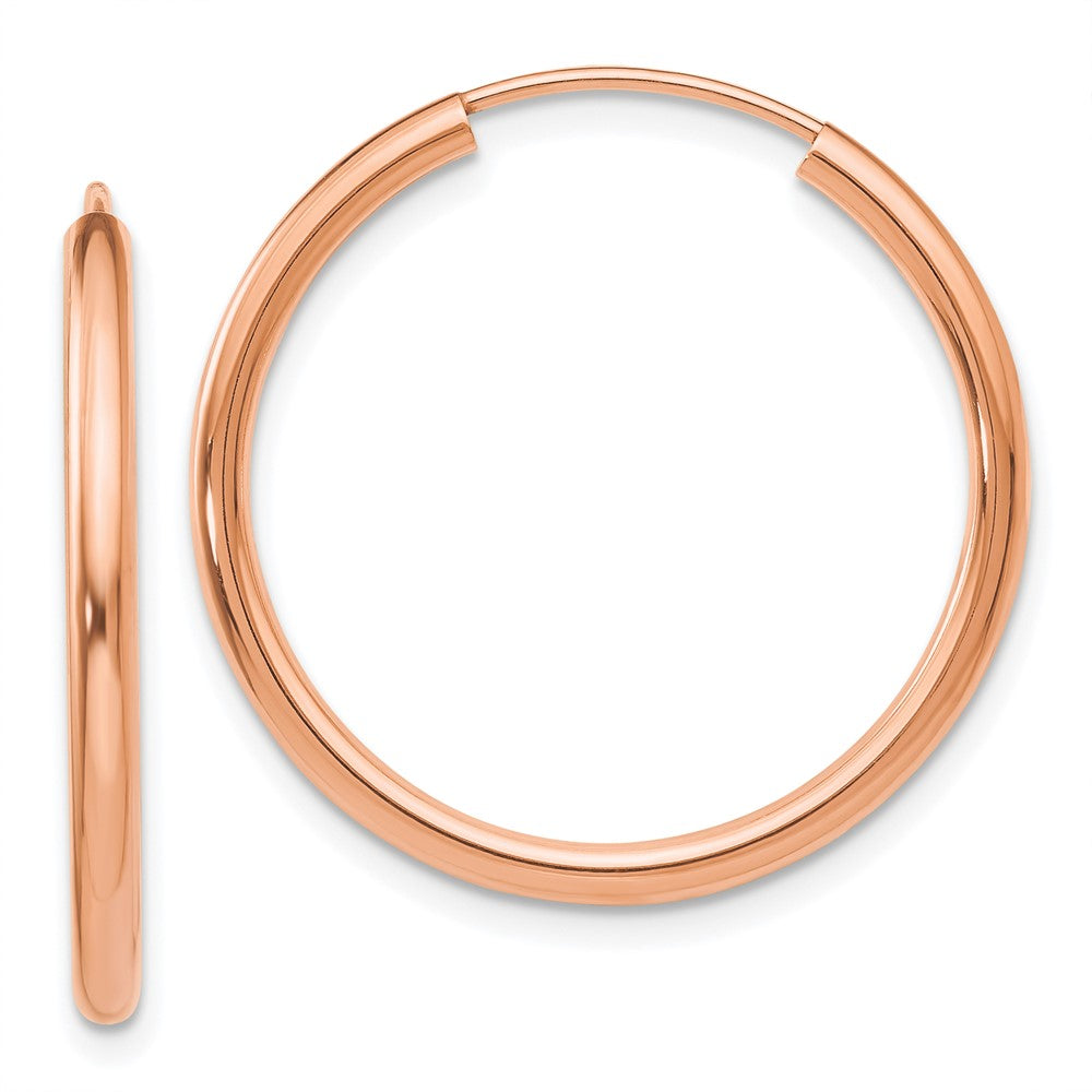14K Roségold Poliert Rund Endlos 2mm Creolen