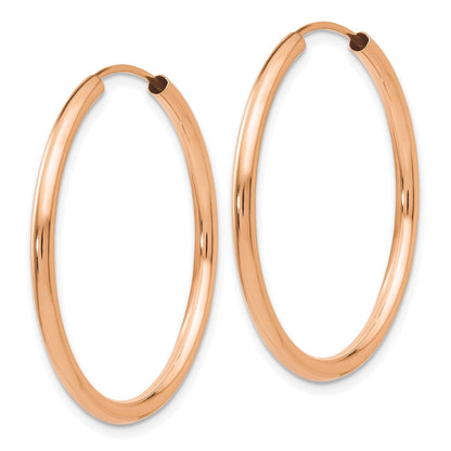 14K Roségold Poliert Rund Endlos 2mm Creolen