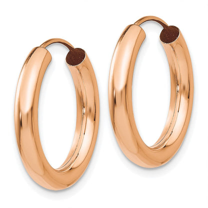 14K Roségold Poliert Endlos Röhre Creolen