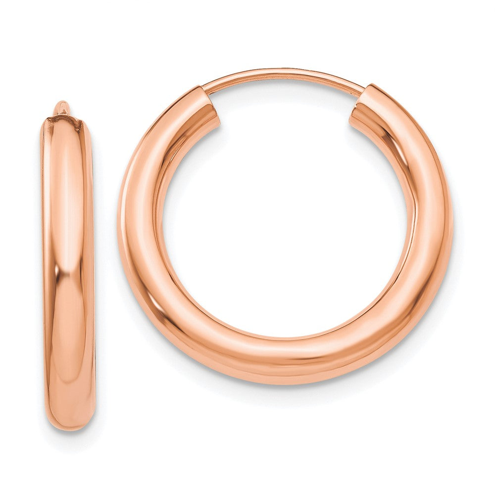 14K Roségold Poliert Endlos Röhre Creolen
