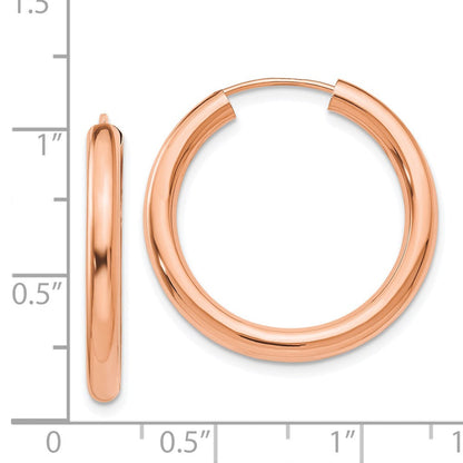 14K Roségold Poliert Endlos Röhre Creolen