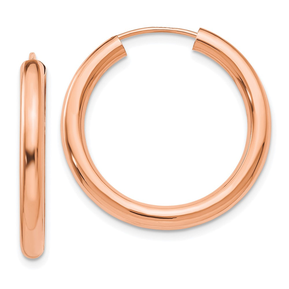 14K Roségold Poliert Endlos Röhre Creolen