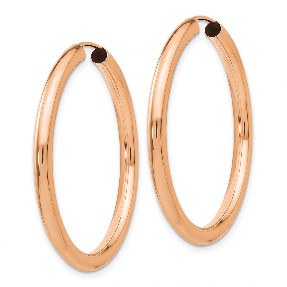 14K Roségold Poliert Endlos Röhre Creolen