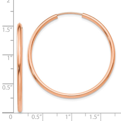 14K Roségold Poliert Endlos 2mm Creolen