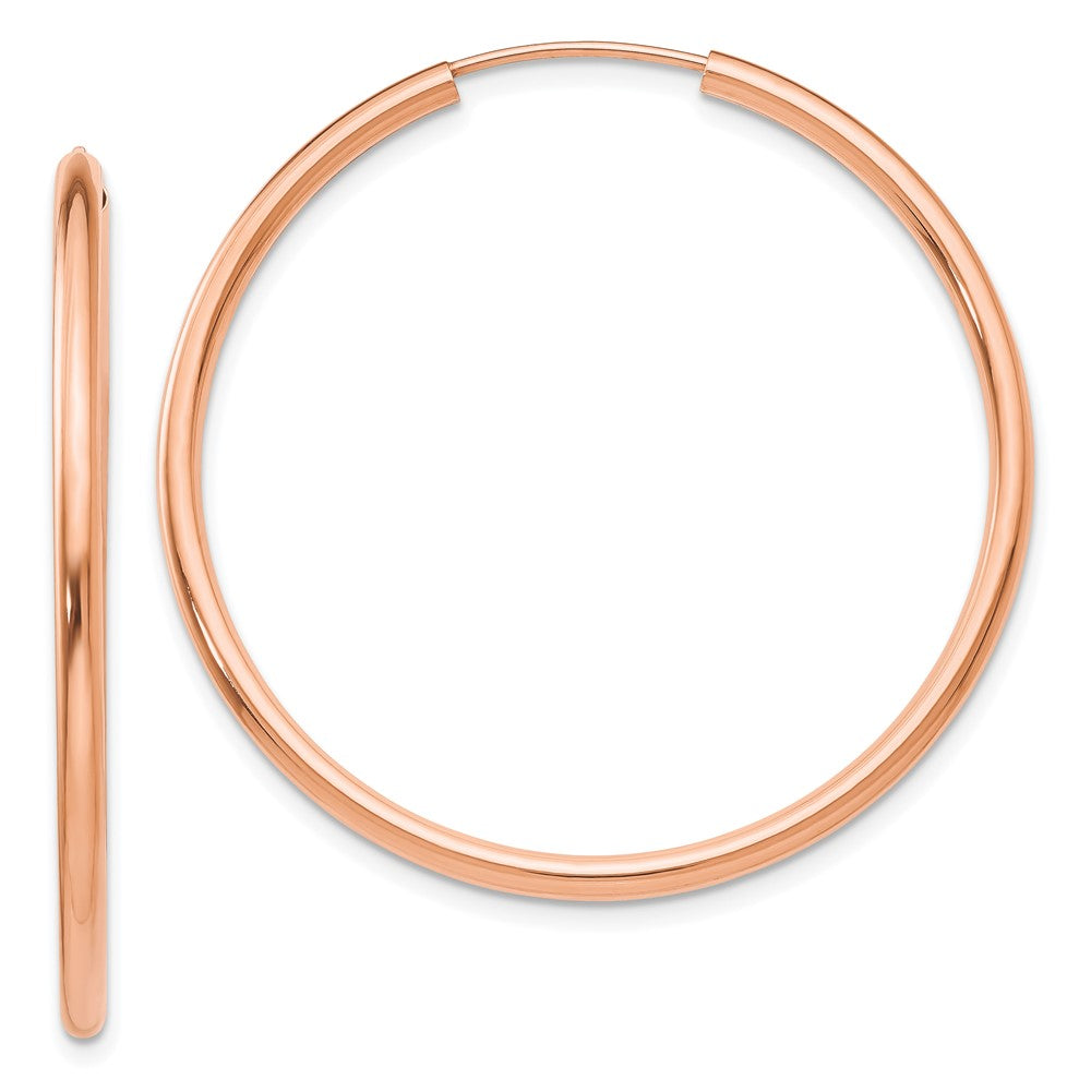14K Roségold Poliert Endlos 2mm Creolen