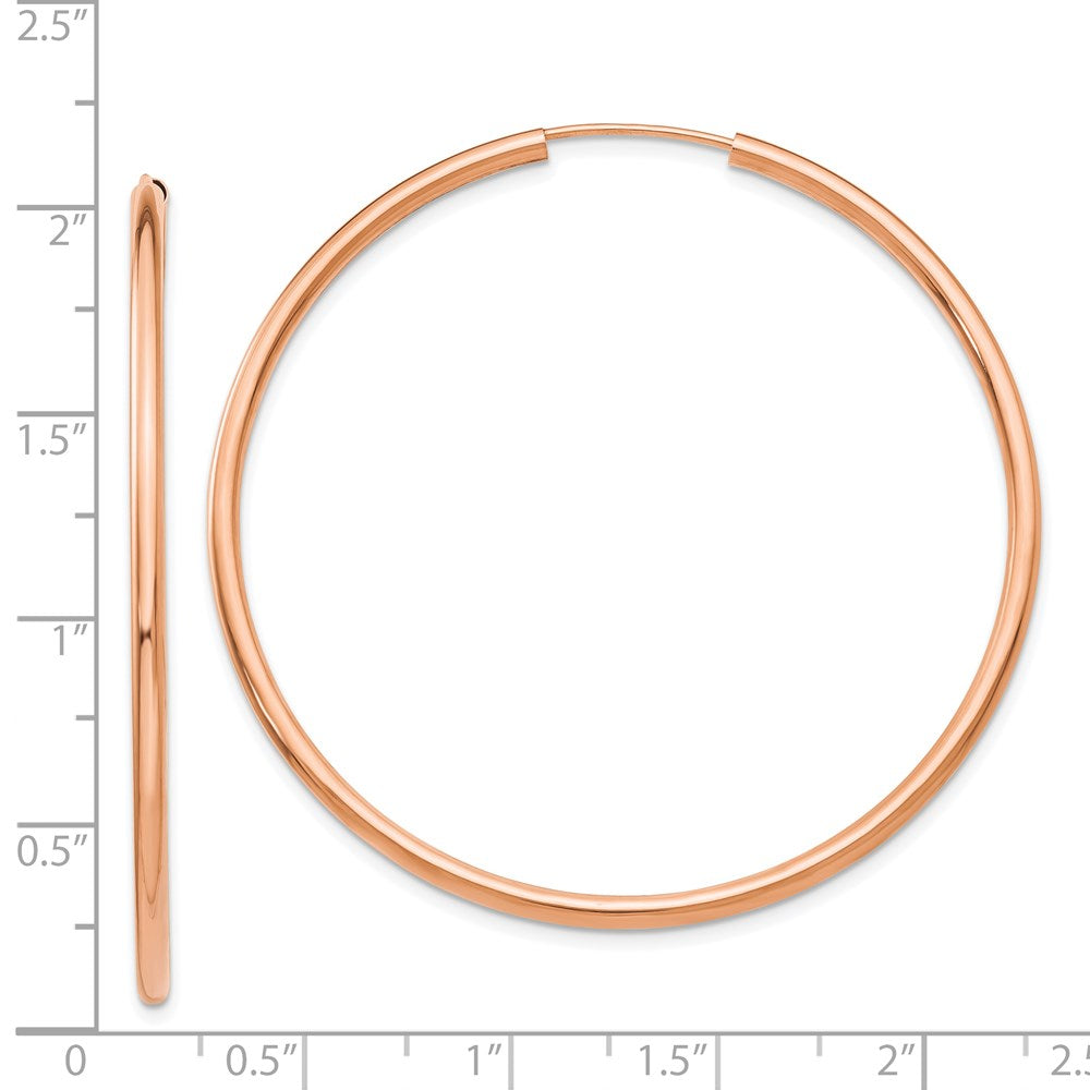 14K Roségold Poliert Endlos 2mm Creolen