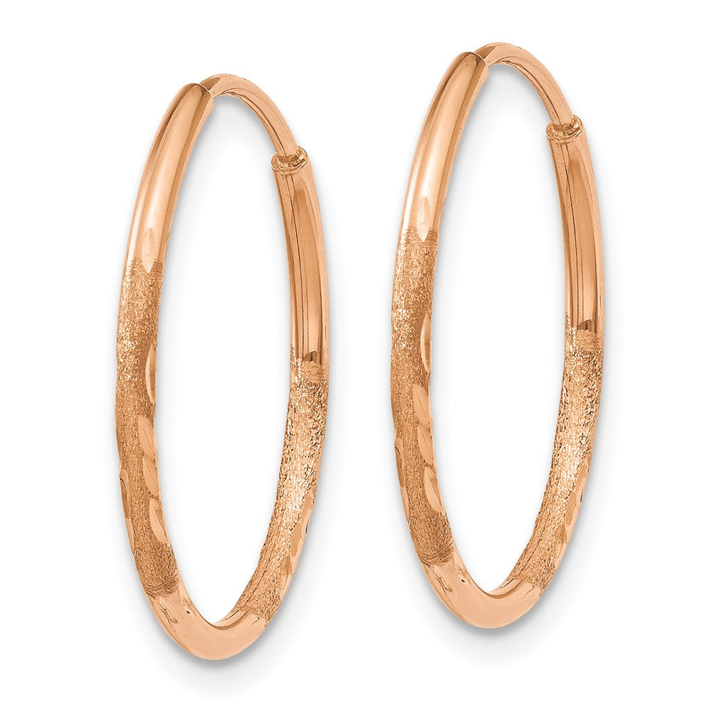 14K Roségold 1.25mm Diamantiert Endlos Creole Ohrring