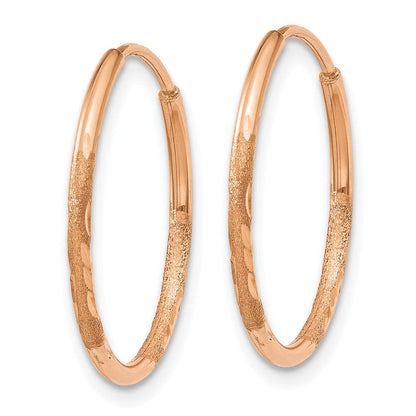 14K Roségold 1.25mm Diamantiert Endlos Creole Ohrring