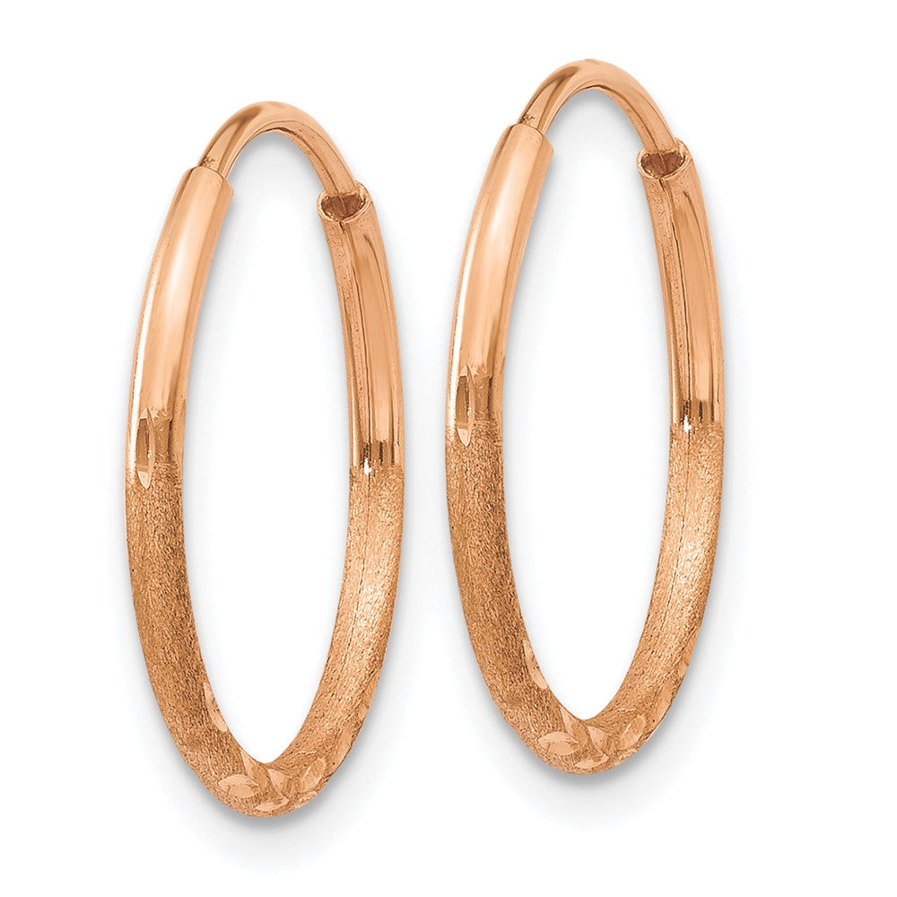 14K Roségold 1.25mm Diamantiert Endlos Creole Ohrring