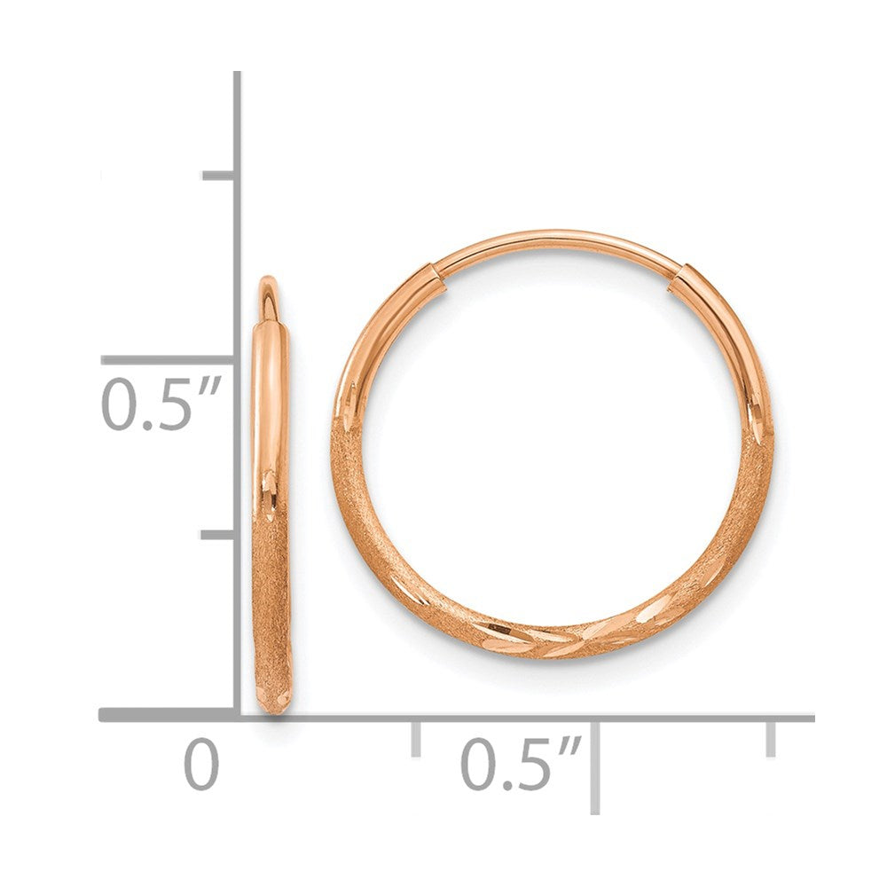 14K Roségold 1.25mm Diamantiert Endlos Creole Ohrring